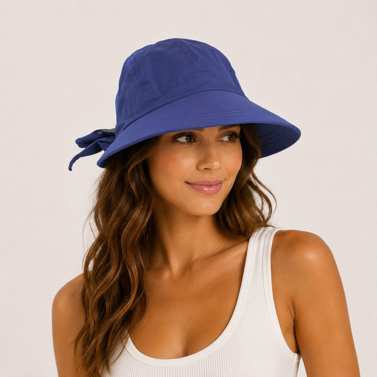 90s Headliners Sun Hat Coastal Grandma Beach Summer Tie Back Bow Royal Blue
